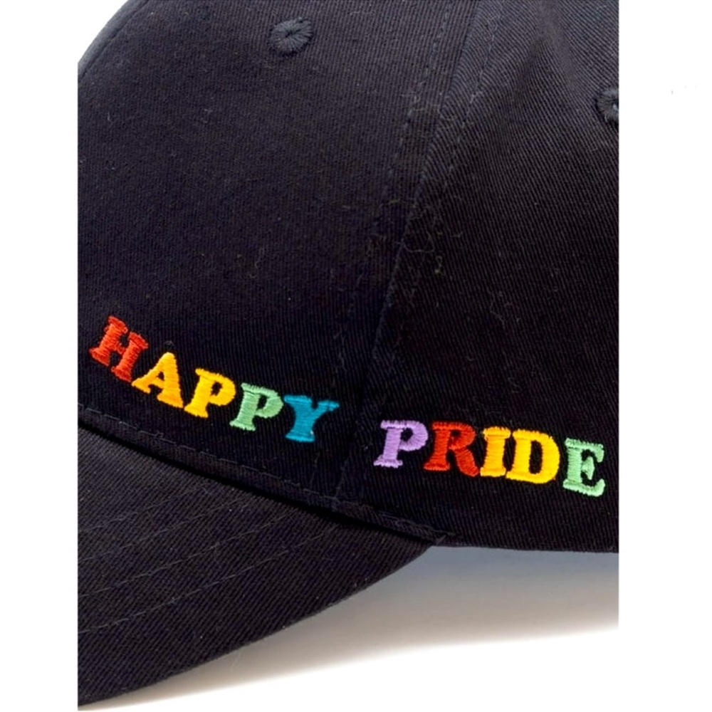 Happy Pride Synching Ball Cap black with rainbows 🌈